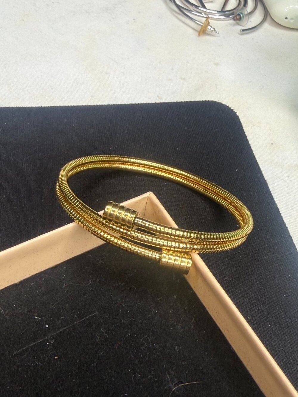 Gold Tone Snake Coil Bracelet with Box